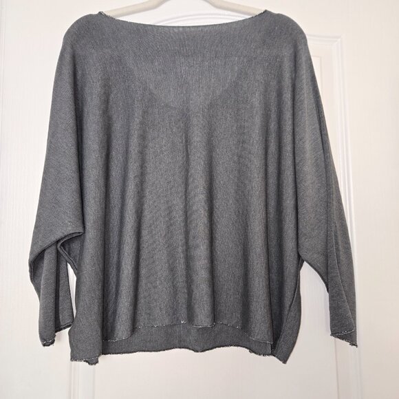 Batwing long sleeve oversized top in grey with metallic overlock seam - Picture 2 of 10